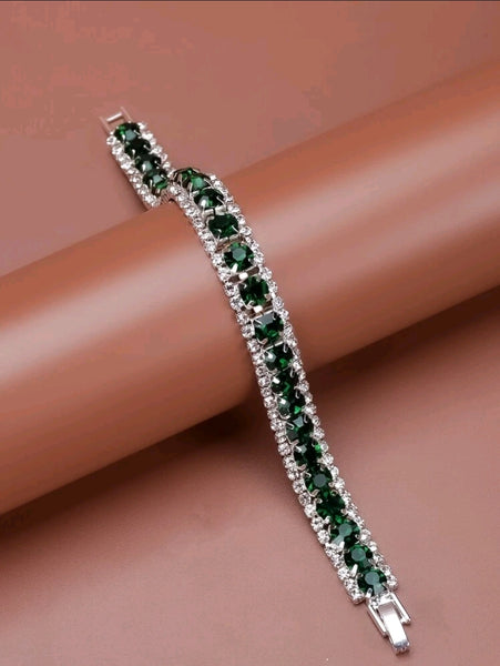 Emerald Green Rhinestone Tennis Bracelet