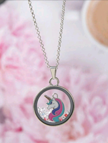 Unicorn Glass Locket Necklace