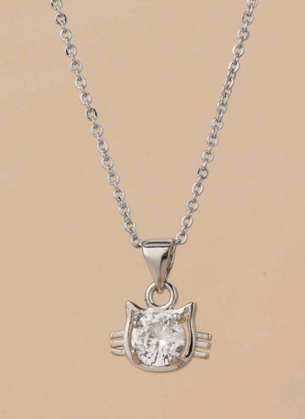 Small CZ Kitty Necklace