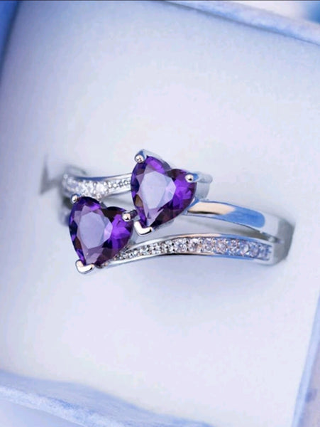 Double Heart Silver Ring