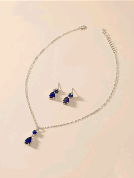 Sapphire CZ Necklace Set