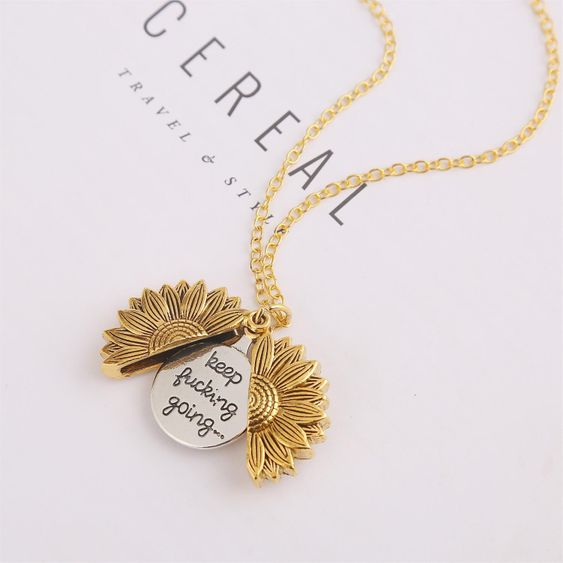 Keep Fucking Going Sunflower Necklace