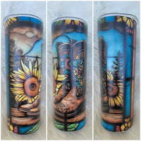 Stained Glass Cowboy Boot Matte Tumbler