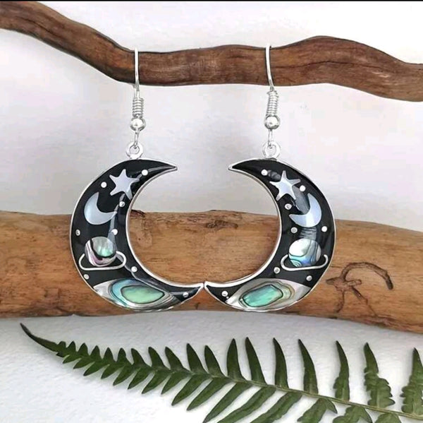 Starry Sky Moon Earrings