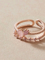 Pink Stones Double Cuff Ring