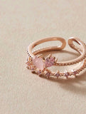 Pink Stones Double Cuff Ring