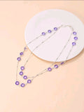 Purple Bead Long Necklace