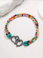 Boho Heart Color Beads Anklet