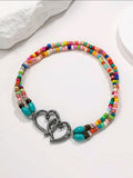 Boho Heart Color Beads Anklet