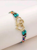 Boho Heart Color Beads Anklet