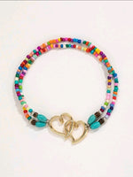 Boho Heart Color Beads Anklet