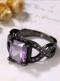 Purple CZ Black Ring