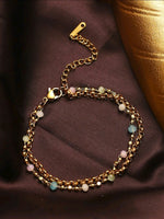 Pastel Bead Gold Double Bracelet