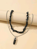 Black Crystal 2 pc Necklace Set