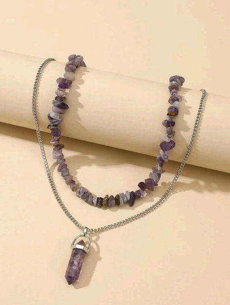 Amethyst 2 pc Necklace Set