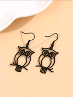 Matte Black Owl Earrings