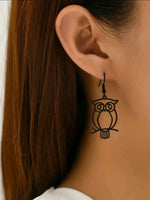 Matte Black Owl Earrings