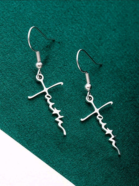 Silver Cross Faith Earrings