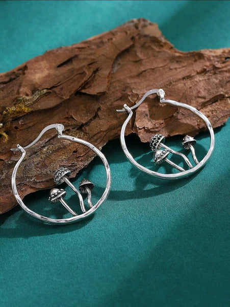 Mushroom Hoop Earrings