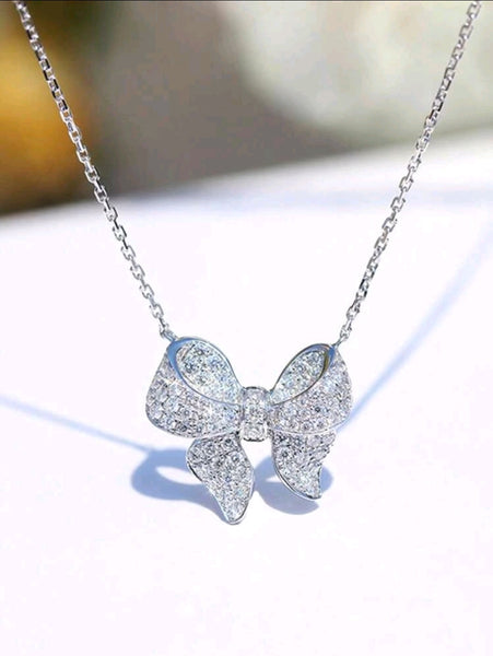 Rhinestone Bow Necklace