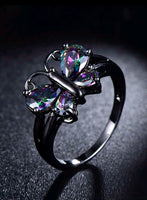 Rainbow Topaz Butterfly Ring