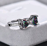 Rainbow Topaz Bow Silver Ring