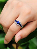 Sapphire & CZ Silver Ring