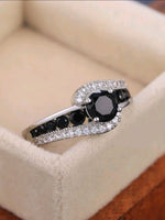 Black Stone CZ Silver Ring