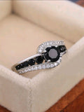 Black Stone CZ Silver Ring