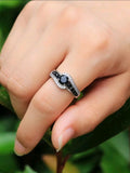 Black Stone CZ Silver Ring