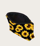 Sunflower Print Makeup Bag