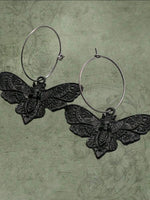 Gothic Moth Hoop Earrings