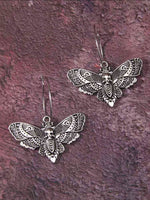 Gothic Moth Hoop Earrings