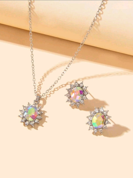 3pc AB Crystal Necklace Set