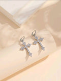 Rhinestone Cross Hoops