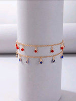 2pc Blue & Red Ankle Bracelets