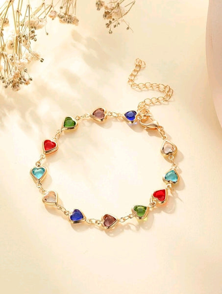 Color Heart Gold Bracelet