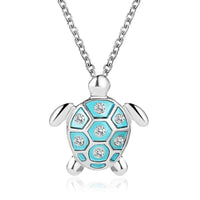 Shiny Blue Turtle Necklace