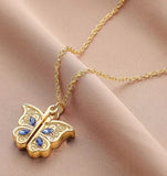 Gold Butterfly Heart Locket Necklace