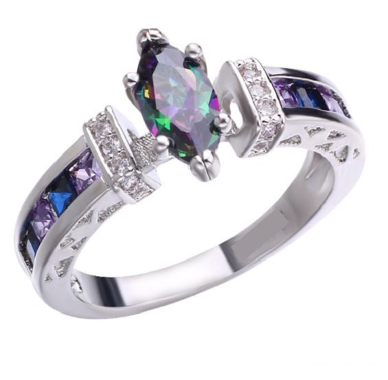 Rainbow Topaz Marquis Ring