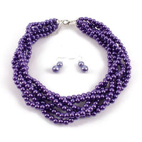 Purple Braided Chunky Pearl Necklace