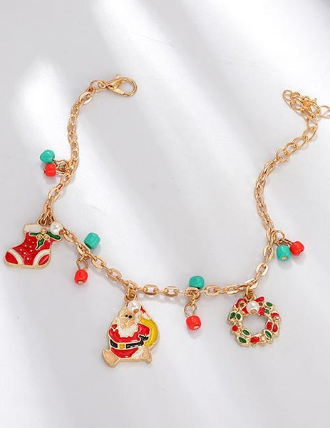 Gold Christmas Charm Bracelet