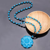 Blue Flower Bead Necklace