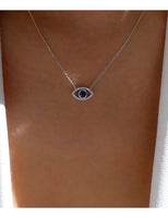 Silver Blue Gem Eye Necklace