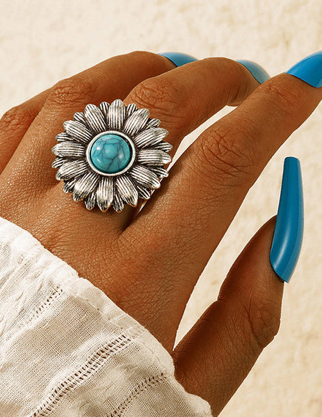 Turquoise Sunflower Ring