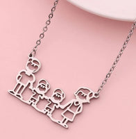 Silver Family 2 Boys Necklace