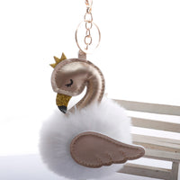 Flamingo Fur Ball Keychain