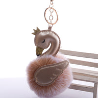 Flamingo Fur Ball Keychain