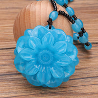 Blue Flower Bead Necklace