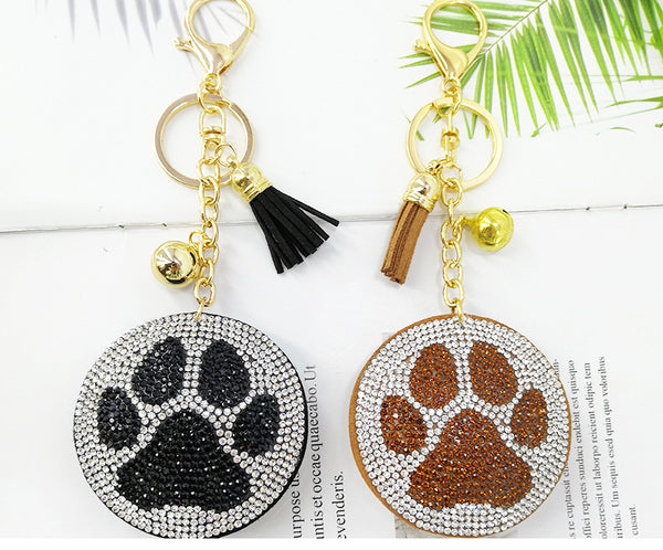 Rhinestone Paw Print Key Chain